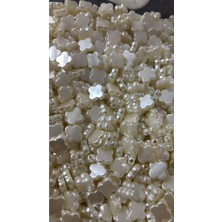 Dört Yapraklı Yonca Beyaz Inci Delikli Inci Ici Takı Toka Malzemeleri 50 GRAM(180-190 Adet)B:39