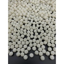 100 gr 14MM Beyaz Parçalı Böğürtlen Inci Boncuk Takı Yapım Boncuğu (100 Adet)
