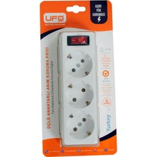 Özbience 3'lü Akım Korumalı Priz, Beyaz, Anahtarlı, Güvenli Elektrik Dağıtımı