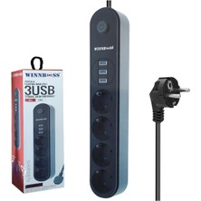 Özbience 4’lü Akım Korumalı Priz Seti, 2m Uzunluk, Anahtarlı, 3 USB Çıkışı