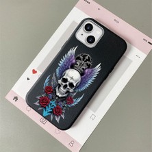 HONTINGA iPhone 15 Plus ile Uyumlu Kılıfı Deri Dokusu Anti Düşme Yumuşak Silikon Telefon Kılıfı Sanatsal Desen K7-3081