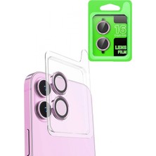 Marsilyan iPhone 16 Raze Metal Kamera Lens - Pembe