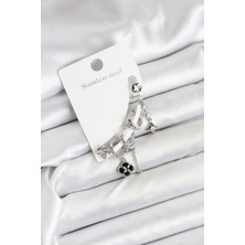 Lokiboo Pirinç Gümüş Renk Kadın Set Küpe - TJ-BKP11218