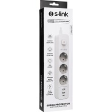 Özbience 2 Usb+1 Type-C 1.5m Bakır 750J 3'lü Akım Korumalı Priz Beyaz