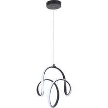 Normadia Modern Siyah Yemek Masası Üstü ve Beyaz LED Sarkıt Avize Takımı