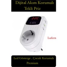 Özbience Dijital Akım Korumalı Tekli Priz, LED Göstergeli, 4000W, Güvenli ve Şık