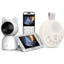 Xenon Smart Akıllı Monitörlü Bebek Kamerası ve Beyaz Gürültü Pış Pış Sesi Bebek Uyku Arkadaşı Seti