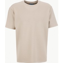 Discovery Expedition D6SM-TST3804 Bej Bisiklet Yaka Rahat Düz Erkek T-Shirt