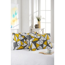 Marla Home 2'li Yastık Kılıfı | Pamuklu | 50X70 cm | Geometrik Desen |sarı