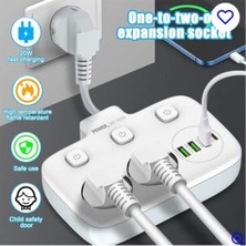 Özbience Akım Korumalı Çift Anahtarlı Priz, USB ve Type-C, 2m Kablo, Hızlı Şarj