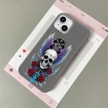 HONTINGA iPhone 15 Plus ile Uyumlu Kılıfı Deri Dokusu Anti Düşme Yumuşak Silikon Telefon Kılıfı Sanatsal Desen K7-3081