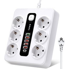 Özbience H-04 Termal Akım Korumalı 6'lı Çoklu Priz 3000W, 2m Usb-C ve Pd Girişli