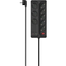 Özbience 8'li Akım Korumalı Uzun Priz Seti, Siyah, 1.5m