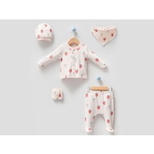 By Bubbles Kız Bebek Çilek Desenli Natural 5li Hastane Çıkışı Zıbın Seti