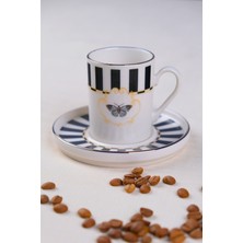 Tabak Evi Porselen Butterfly Collection Altın Yaldızlı Kahve Fincanı 85CC Siyah Tekli