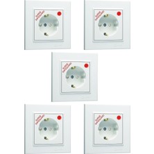 Özbience 5'li Şok Akım Korumalı Beyaz Topraklı Prizler, Sıva Altı Set