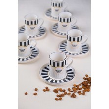 Tabak Evi Porselen Butterfly Collection Altın Yaldızlı Kahve Fincanı 85CC Siyah 6 Lı