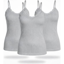 Woan Comfort 3’lü Ribana Askılı Atlet Seti – Dantel Yaka – Günlük Konfor