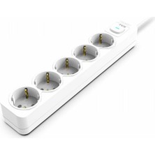 Özbience 5 Port Akım Korumalı LED Priz, Beyaz, Güçlü ve Güvenli Elektrik Kullanımı