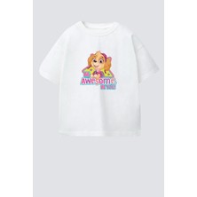Monila Kız Çocuk Pamuklu Bisiklet Yaka Baskılı T-Shirt