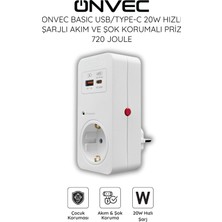 Özbience 20W USB Type-C Hızlı Şarjlı Güç Prizi, Koruma Özellikli, 720 Joule