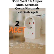 Özbience 2'li Akım ve Çocuk Güvenlikli Priz, LED Göstergeli, 3500W, 16A