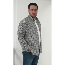 Tousus Büyük Beden Ekose Siyah Erkek Gömlek Uzun Kol Pamuklu Günlük Stil