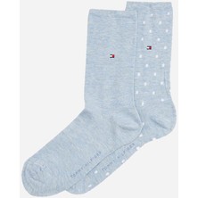 Tommy Hilfiger Kadın Puantiyeli Çorap 2'li Paket - Açık Mavi Melanj