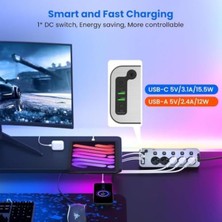 Özbience 5'li Işıklı Akım Korumalı Çoklu Priz USB ve Type-C Girişli
