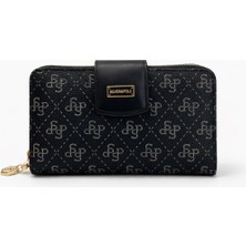 Louisiana Polo Silver Polo Kadın Cüzdan Prnıt Desenli Gümüş-Siyah 1107