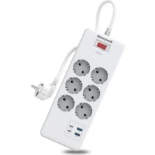 Özbience 6'lı Akım Korumalı Priz, 2xtype-C, 2xusb-A, Güçlü ve Güvenli Kullanım