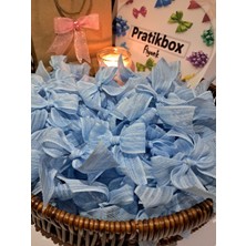 Pratikbox Keten Büyük Boy Fiyonk / 2,5 Cm'lik / Hediyelik / Süsleme / Mavi Renk / 50 Adet
