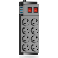Özbience 8 Priz 3xusb 16A 2m Kablo Akım Korumalı Güç Çoklayıcı