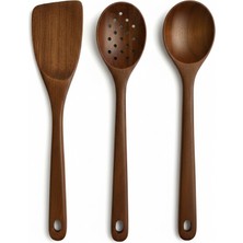 Dystopia 3 Parça Akasya Servis Takımı - Servis Kaşık Spatula Kepçe Seti Servis Seti