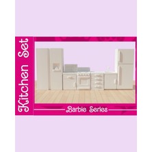 Ada Goods Barbie Bebek Evi Boyanabilir Mutfak Seti-Kitchen Set Dollhouse Play Set