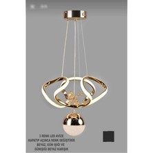 Normadia Modern Rose Gold Dron Avize, 3 Renk Led'li Taç Aydınlatması