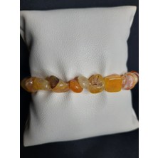 Mryart Sarı Renk Iri Kırık Akik Taşı Bileklik Unisex