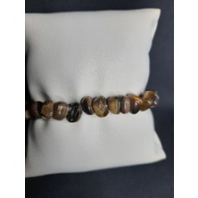 Mryart Koyu Kahve Kırık Iri Akik Taşı Bileklik Unisex