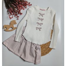 Moda Rüyası Krem Rengi Kız Çocuk Etekli Alt Üst Takım – 2-7 Yaş