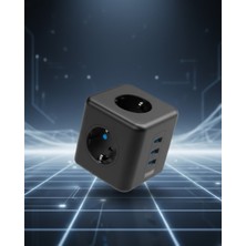 Özbience 3 Prizli Usb’li Elektronik Cihazlar Için Akım Korumalı Küp Priz