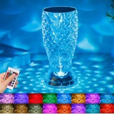 Pazarcan Buffer® Balık Süzgeç Model USB Şarjlı Kumandalı 16FARKLI Işık Modlu Masa Üstü Kristal Akrilik LED