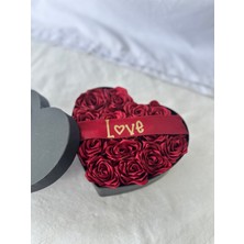 Satence Store Love Detaylı Sevgililer Gününe Özel Solmayan Kalpli Gül KUTUSU-15LI Gül