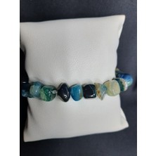 Mryart Turkuaz Renk Iri Kırık Akik Taşı Bileklik Unisex