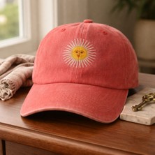 Desdesign Vintage Güneş Nakışlı Ayarlanabilir Unisex Şapka – Kiremit