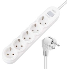Özbience 5'li Anahtarlı 1.5m Akım Korumalı Priz Beyaz, Güç ve Güvenlik
