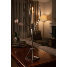 Fikrihane Modern Lüx Metal Mumluk - Patentli Özel Tasarım Geometrik Şamdan - 38 cm