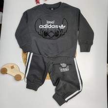 Moda Rüyası Erkek Çocuk Alt Üst Eşofman Takımı Stitch Baskılı Gri