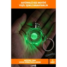 Letsii Renk Değiştiren Işıklı Kristal Anahtarlık Satürnlü Kız Motifli 10 cm