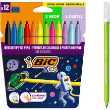 Bic Cosmo Keçeli Boya Kalemi 12 Renk (6 Standart + 3 Pastel + 3 Neon)
