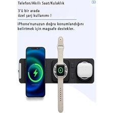 Ensiga Katlanabilir Üçü Bir Arada Magsafe Kablosuz Wifi Taşınabilir Şarj Aleti